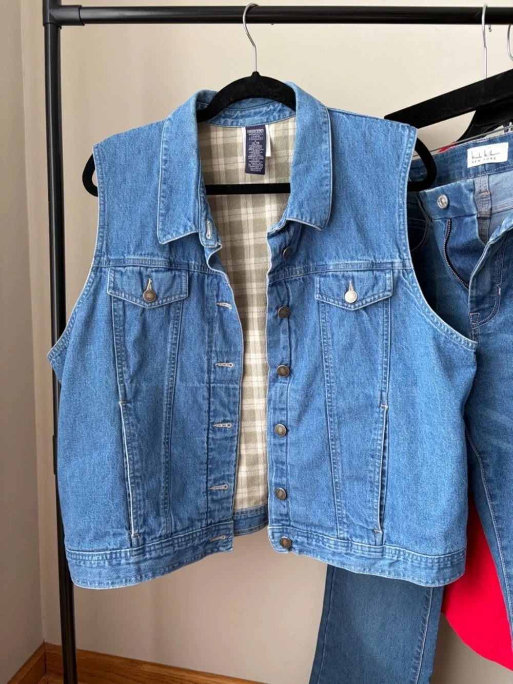 Lands' End Light Blue Denim Jacket Jeans and T Shirt bundle L